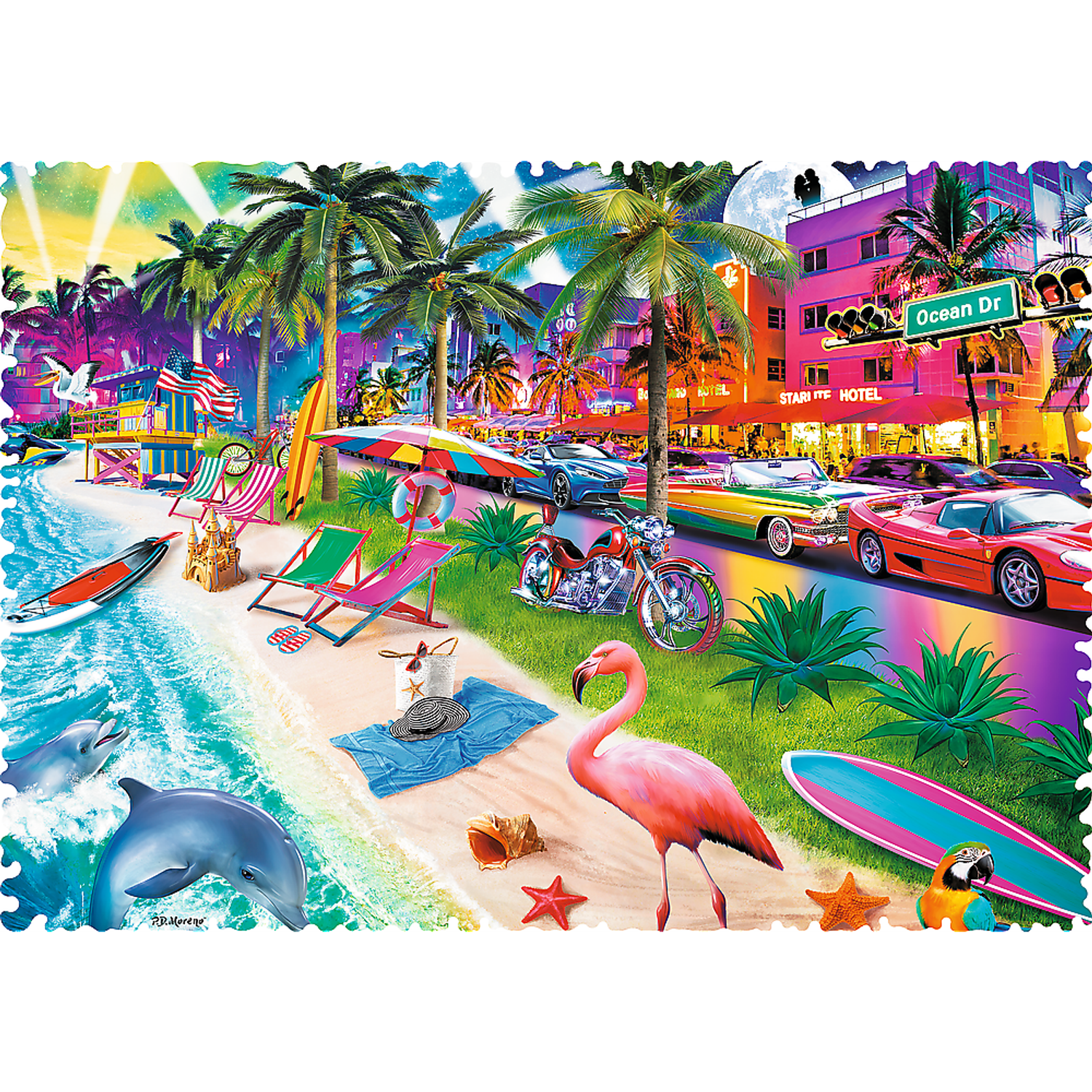 Пазл 600 деталей TREFL Пляж в Майами Crazy Shapes - фото 2