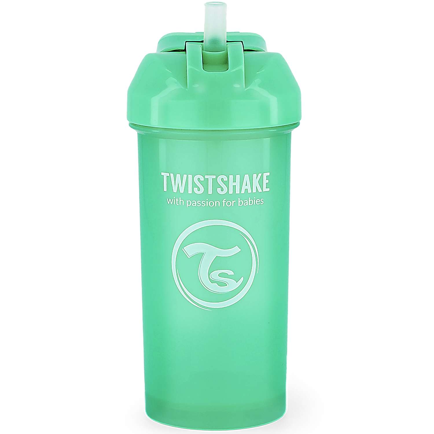 Поильник-непроливайка Twistshake с трубочкой Пастельный зелёный 360 мл 6 мес+ - фото 1
