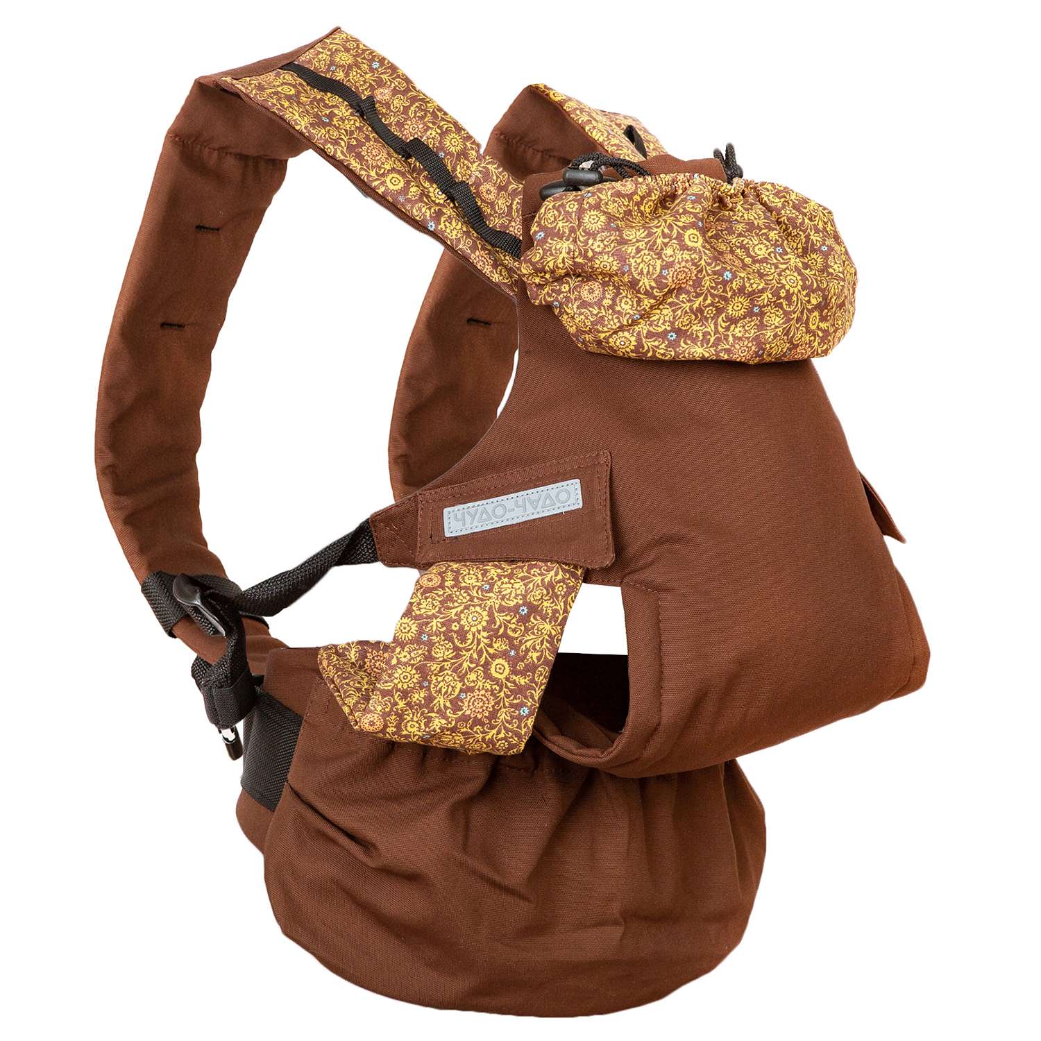 Слинг-рюкзак Чудо-чадо переноска для детей Бебимобиль Позитив коричневый/орнамент - фото 1