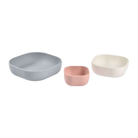 Набор 3 силиконовые тарелки BEABA розовый