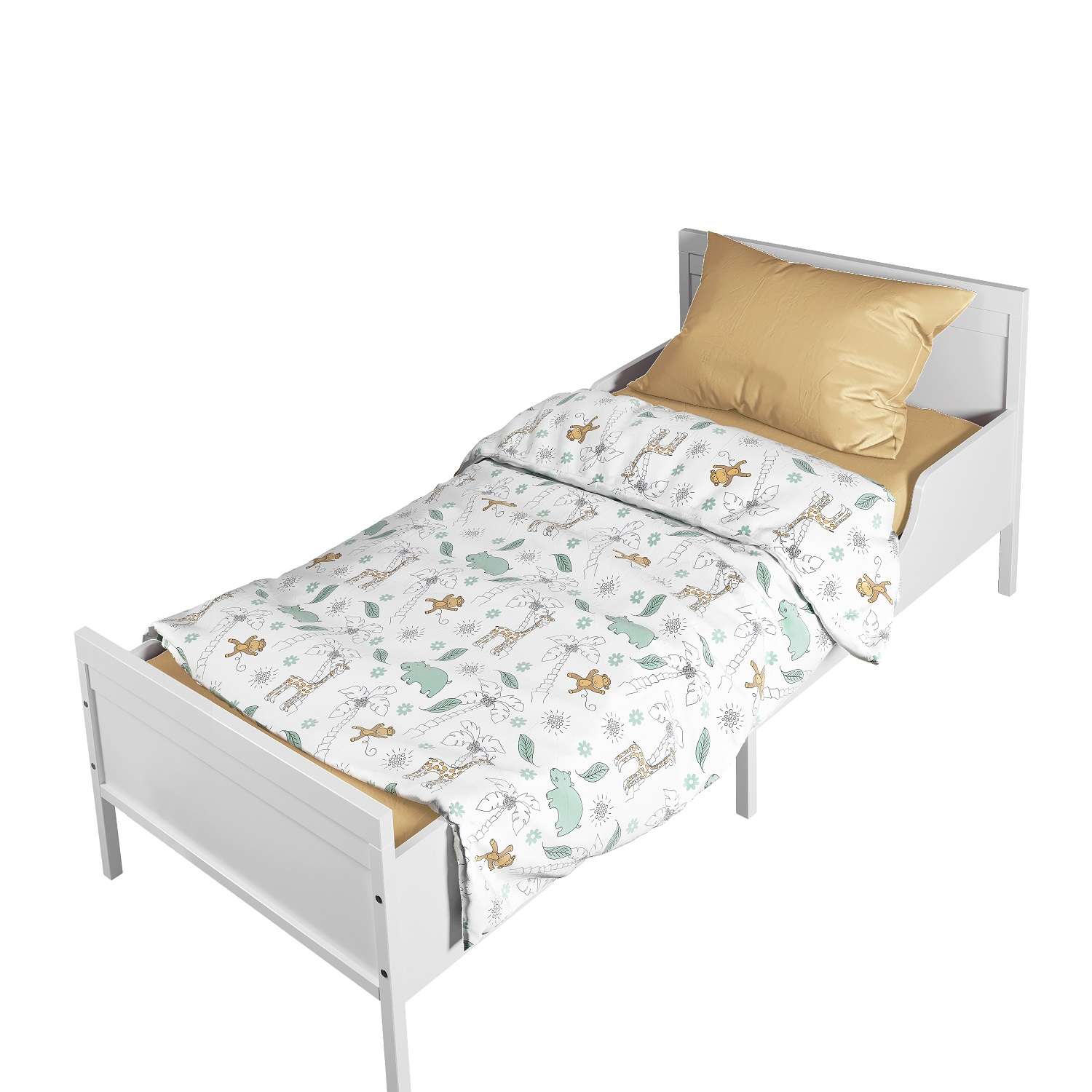 Комплект постельного белья Стрекоза Зоопарк в кроватку 160*80 см с простыней на резинке 3 предмета - фото 1
