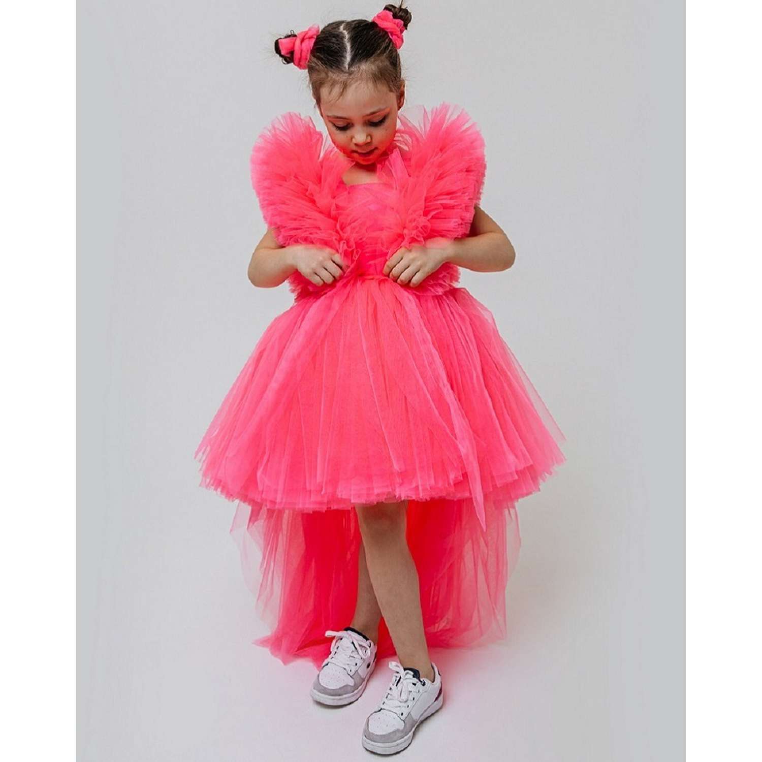 Платье Роскошь с Детства 07-RSD-27 розовый-неоновый- мини - фото 11