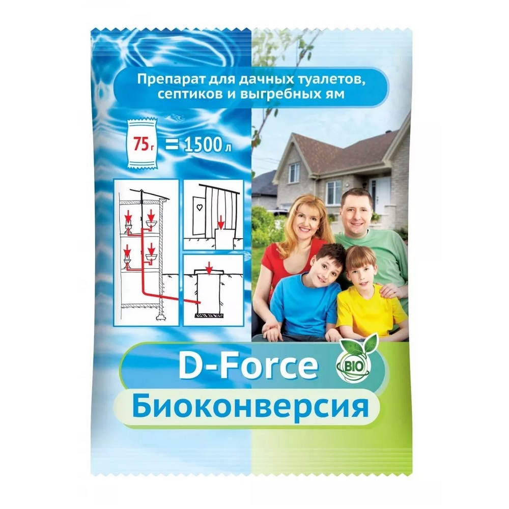 Средство Ваше Хозяйство для септиков и дачных туалетов D-Force Биоконверсия 75г - фото 1