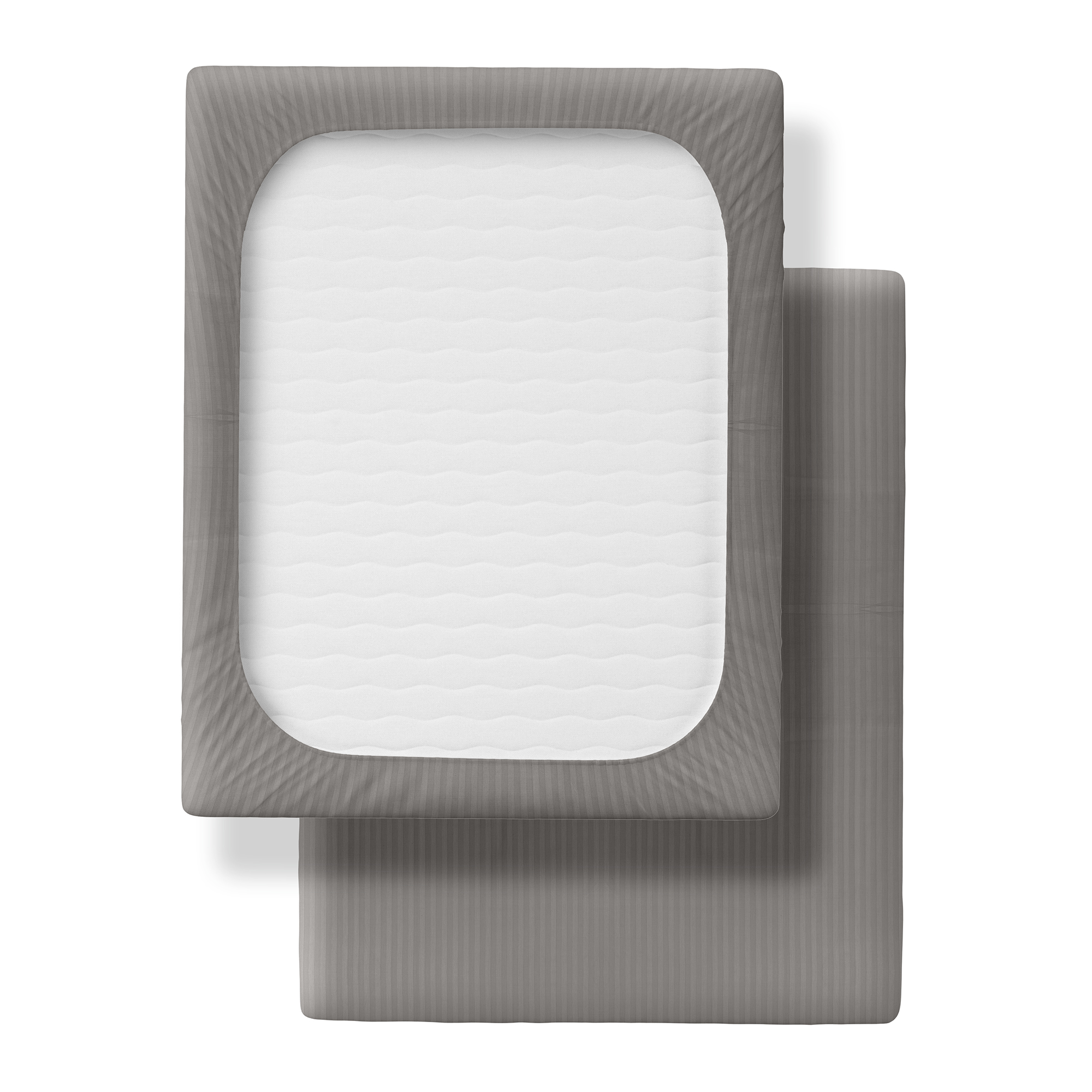 Простыня на резинке LOVEME Gray 140х200 см страйп-сатин 100% хлопок - фото 4