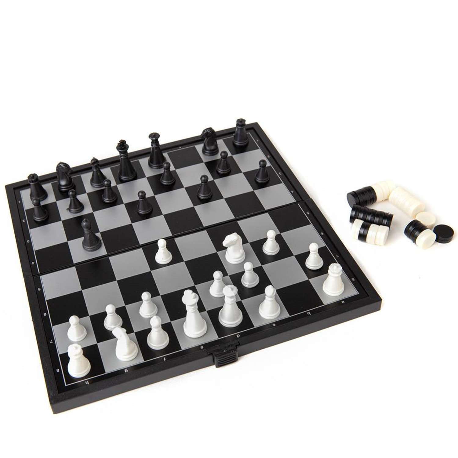 Настольная игра ABtoys Шахматы и шашки магнитные дорожный набор - фото 1