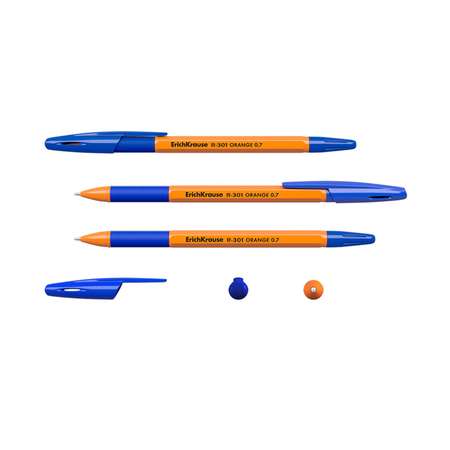 Набор шариковых ручек ErichKrause R-301 Orange Stick and Grip 3шт Синий 42752