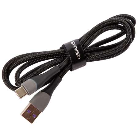 Дата-кабель USAMS SJ542 U77 USB - Type-C 3А с подсветкой нейлоновая оплетка 1.2 m черный