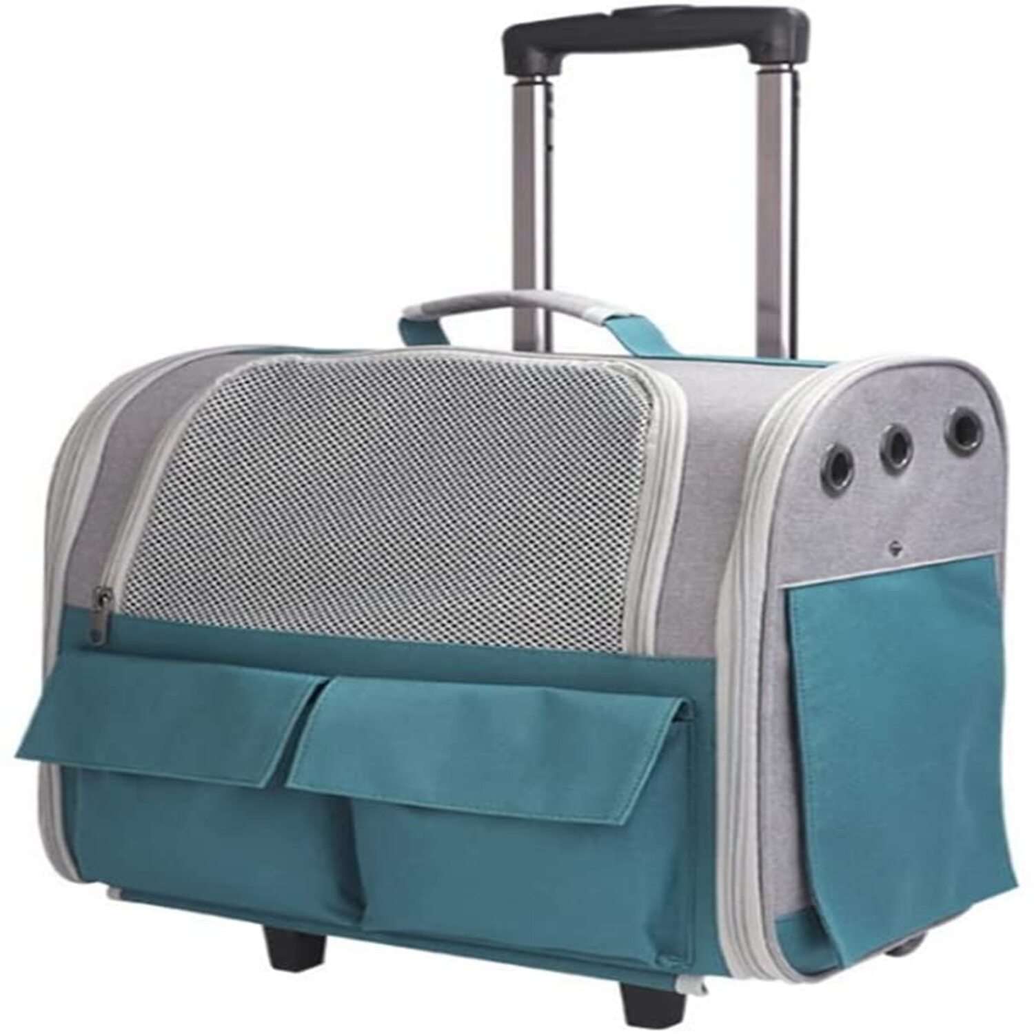 Рюкзак-тележка для животных ZDK Travel Comfort серая с зеленым - фото 1