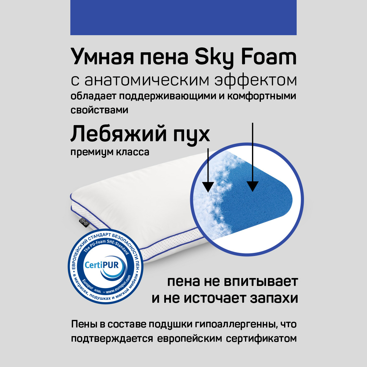 Анатомическая подушка IQ Sleep IQ Vita Пух 34x59см - фото 4