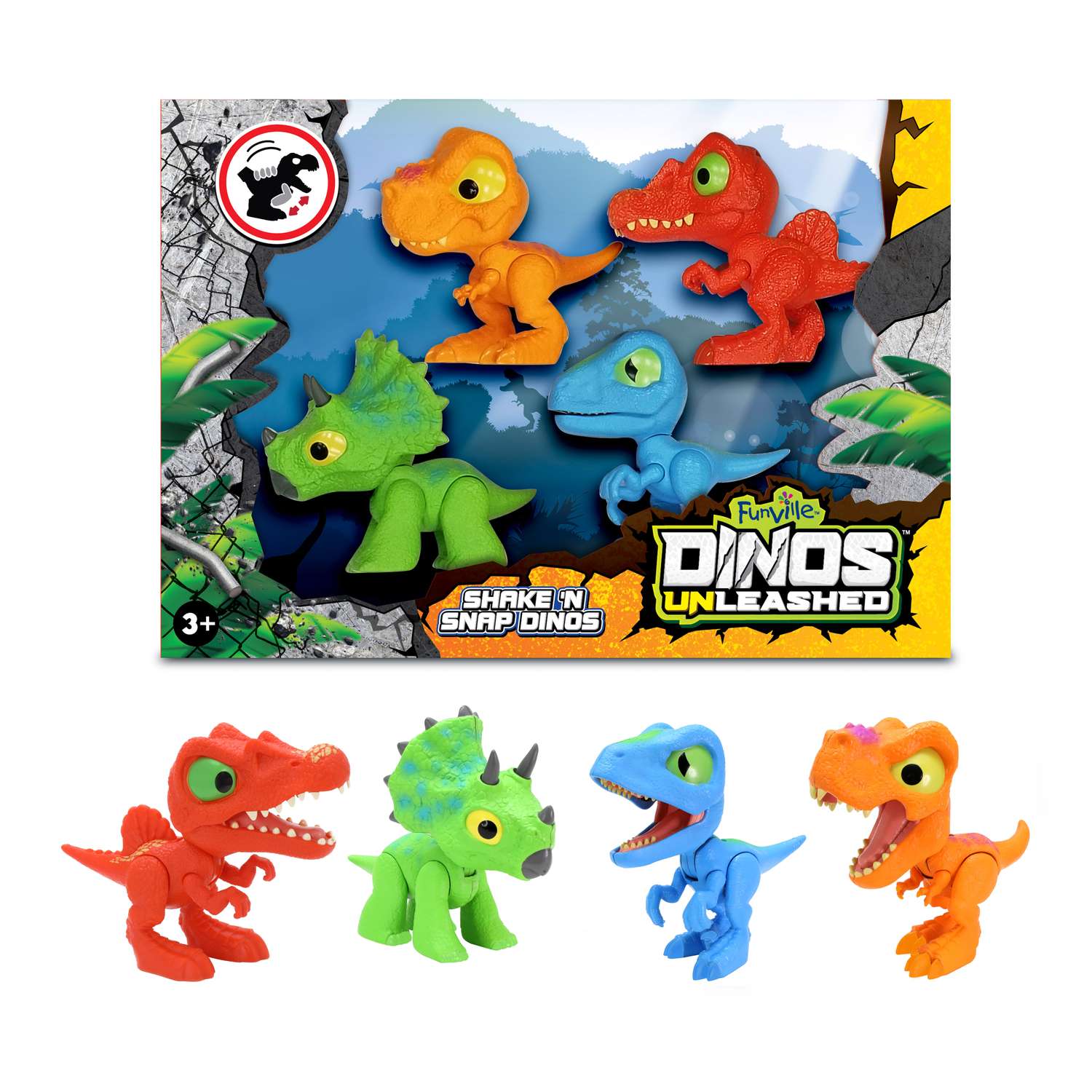 Фигурка динозавра Dinos Unleashed набор из 4 штук клацающих динозавров - фото 2