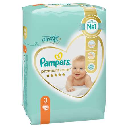 Подгузники Pampers Premium Care 3 6-10кг 18шт