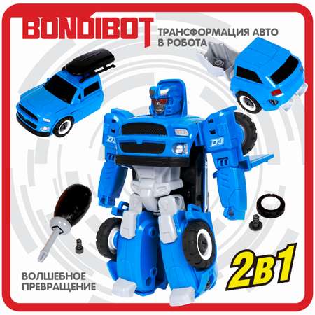 Трансформер BONDIBON Bondibot Робот-автомобиль с отвёрткой 2 в 1 джип синего цвета