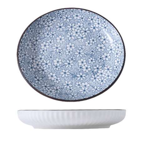 Тарелка ZDK Kitchen Japanese Collection цвет голубой D 175 мм цветы