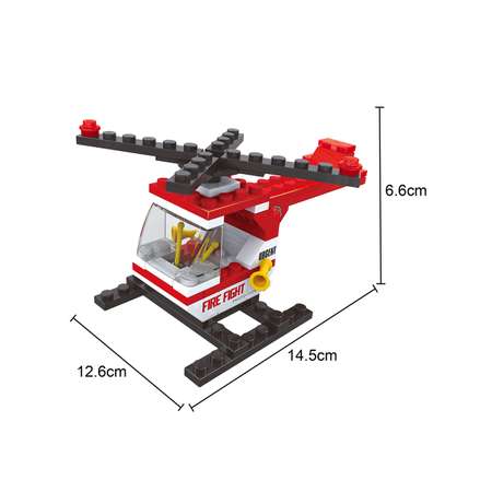 Конструктор развивающий детский KEYIXING Пожарная бригада: Вертолёт 69 деталей