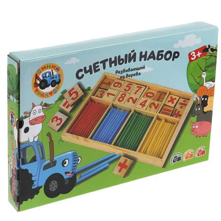 Игрушка деревянная Буратино Счетный набор Синий трактор