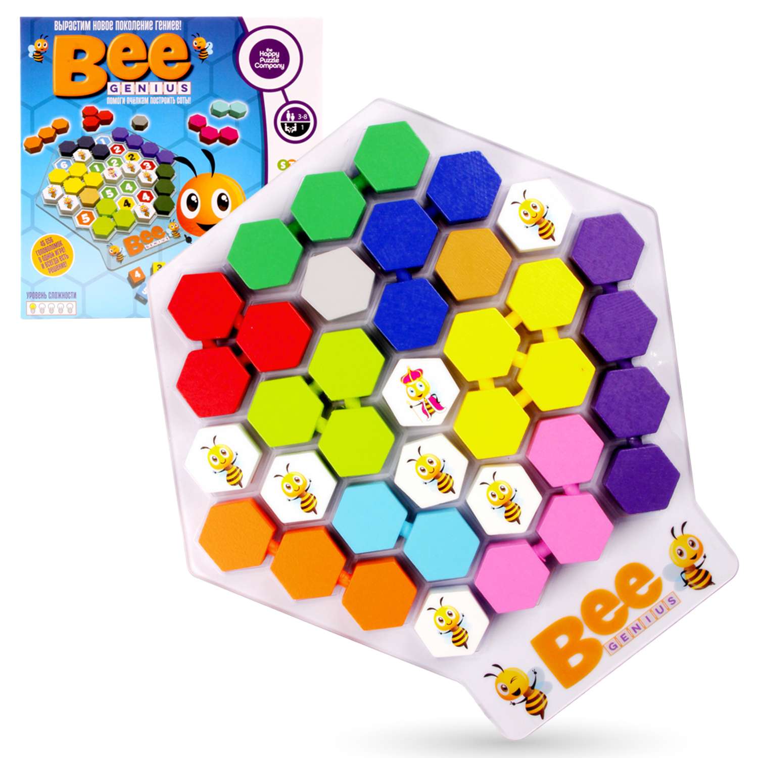 Игра настольная Happy Puzzle логическая головоломка для малышей Гениальная Пчела - фото 4