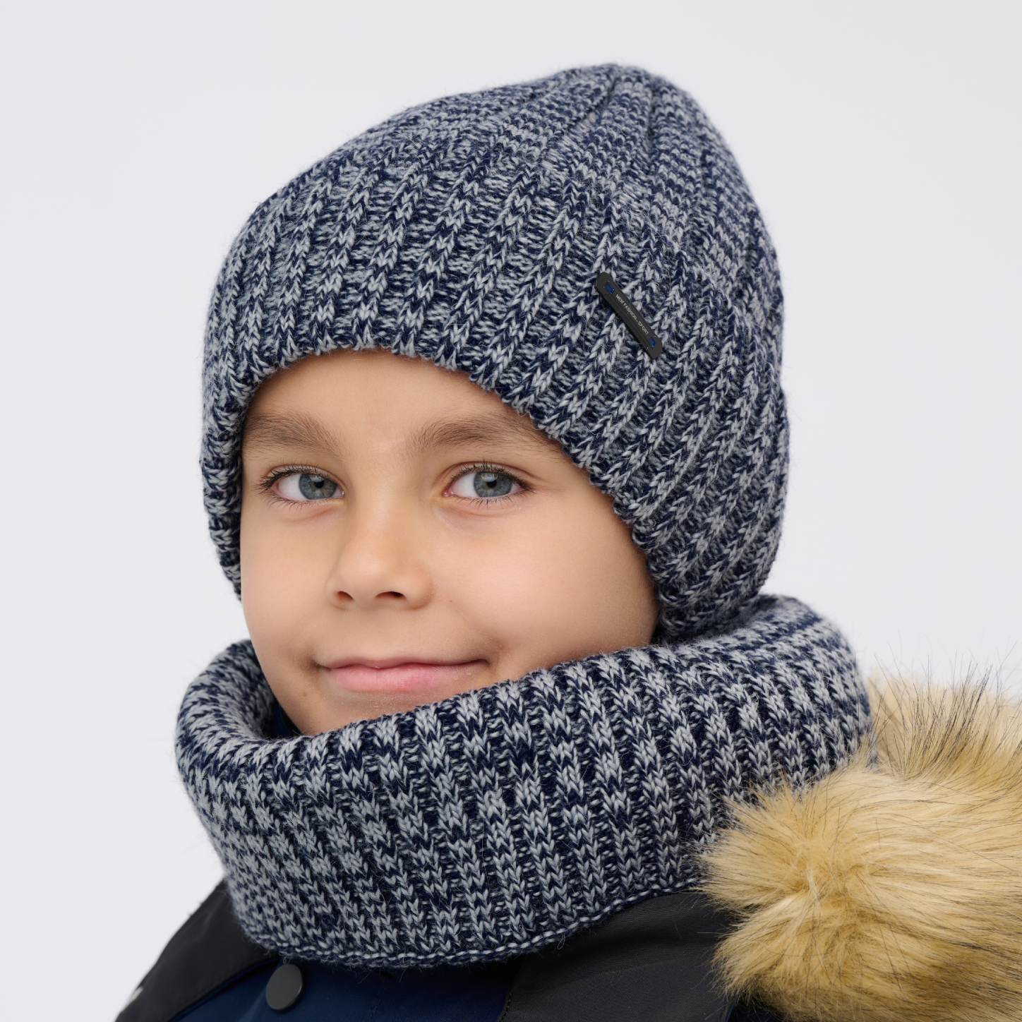 Шапка и снуд NYCkids NYC-H-107-WIN-BICOLOR-Dblue-grey - фото 1