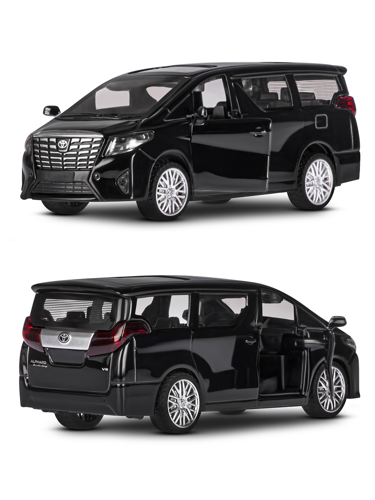 Автомобиль АВТОпанорама Toyota Alphard 1:43 черный JB1251594 - фото 6