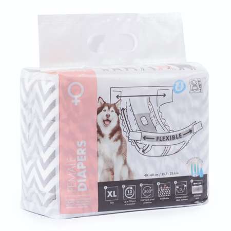 Подгузники для собак M-PETS XL 40-60см 10шт