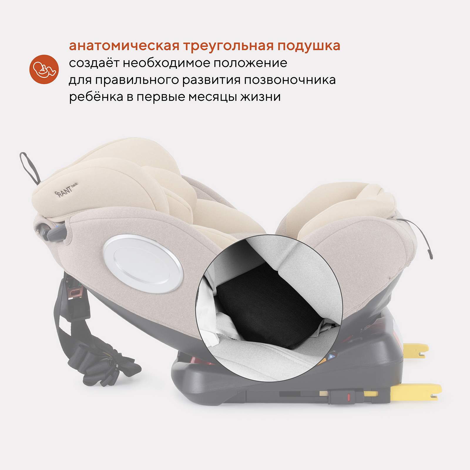 Автокресло Rant Basic Twist isofix Cream группа 0+-1-2-3 0-36 кг - фото 6