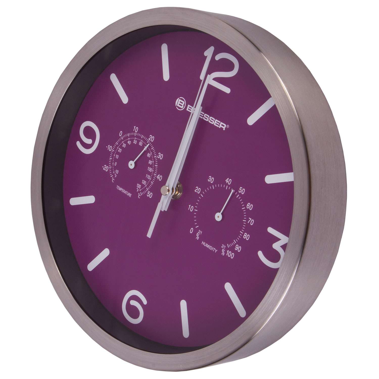 Часы настенные Bresser MyTime ND DCF Thermo/Hygro 25 см фиолетовые - фото 3