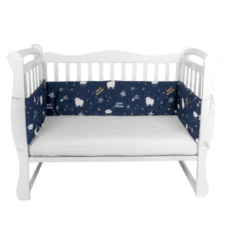 Бортик в кроватку AmaroBaby на молнии: 4 подушки-бортика AmaroBaby Galaxy синий