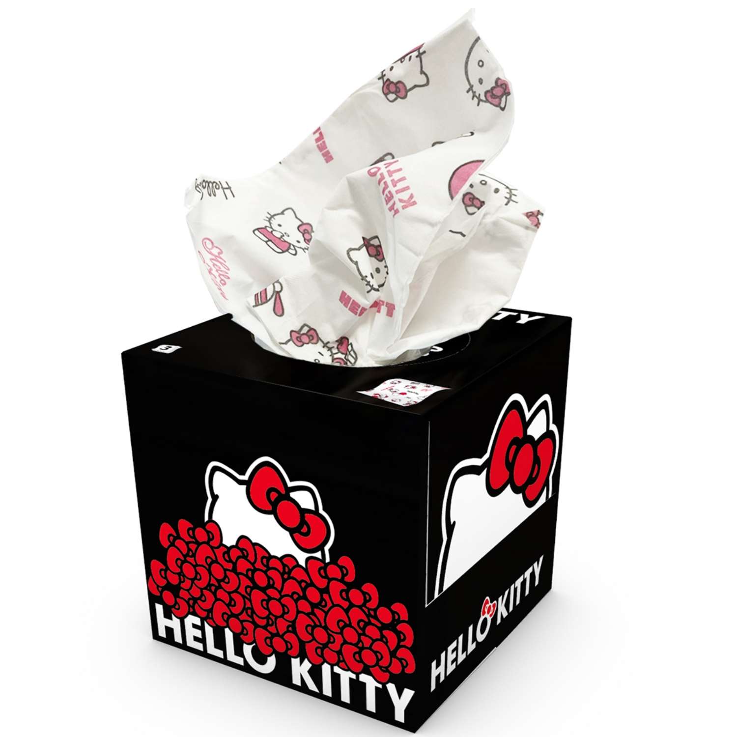 Салфетки бумажные выдергушки World cart Hello Kitty с рисунком 3 слоя 56 штук в упаковке - фото 1
