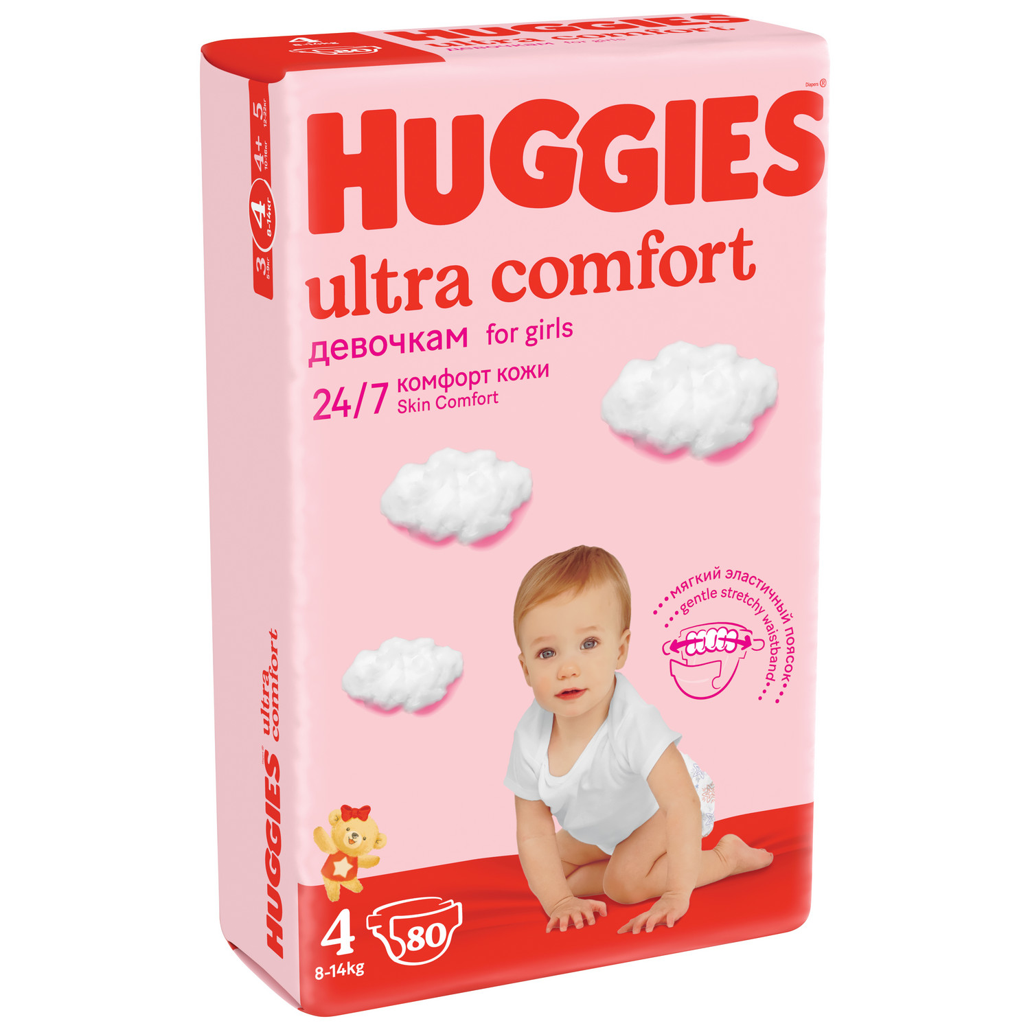 Подгузники для девочек Huggies Ultra Comfort 4 8-14кг 80шт купить по цене  1819 ₽ в интернет-магазине Детский мир