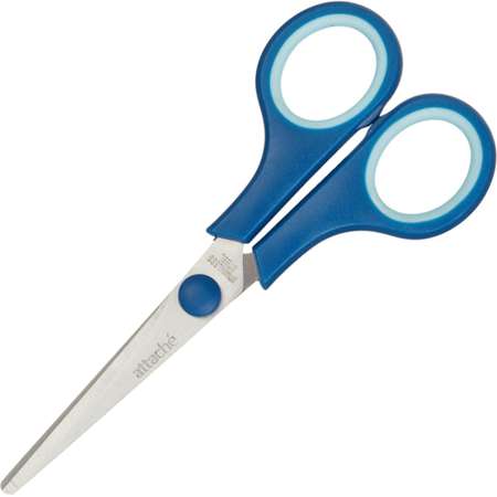 Ножницы Attache 140 мм с пластиковыми прорезиненными ручками цвет синий 6 шт