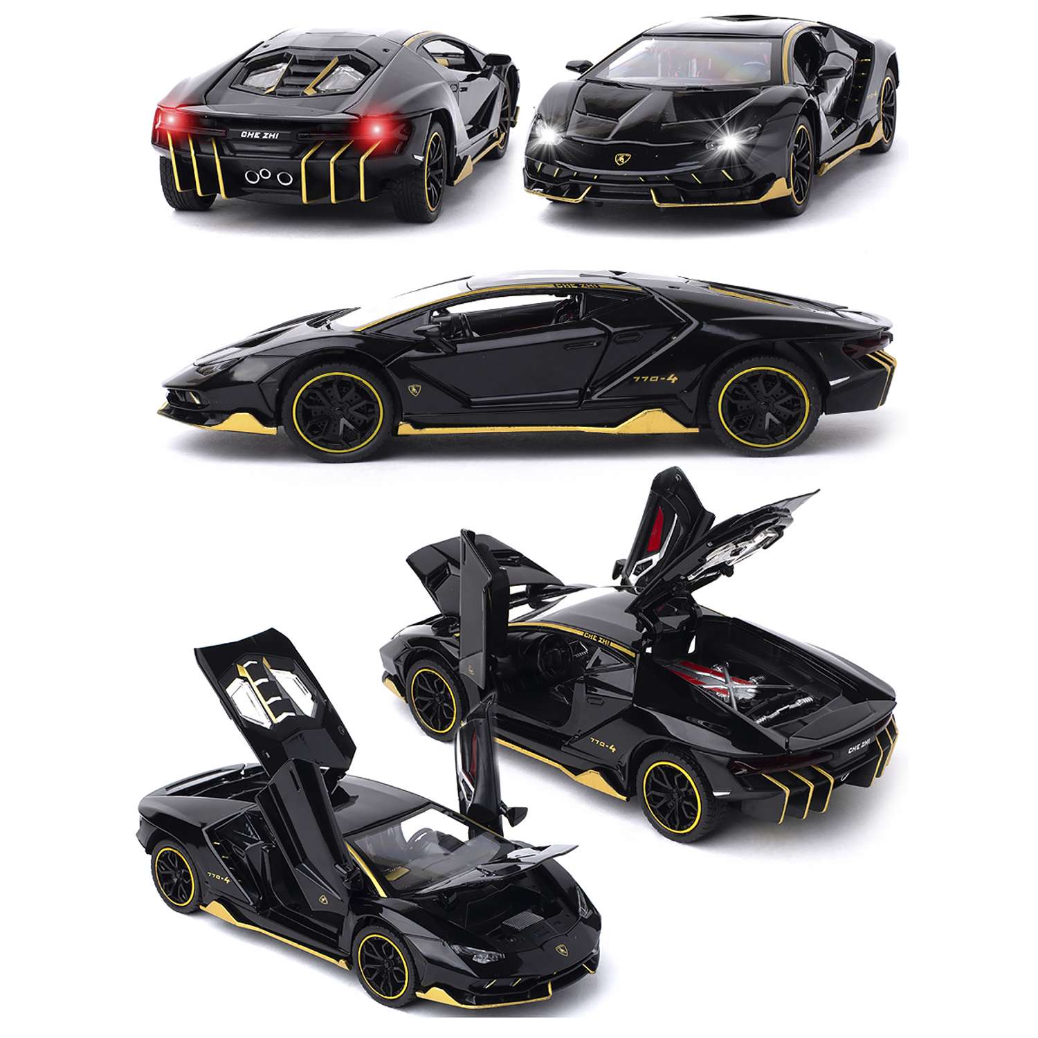 Машинка игрушка железная 1:24 Che Zhi Lamborghini Centenario LP770-4 CZ25blk - фото 5