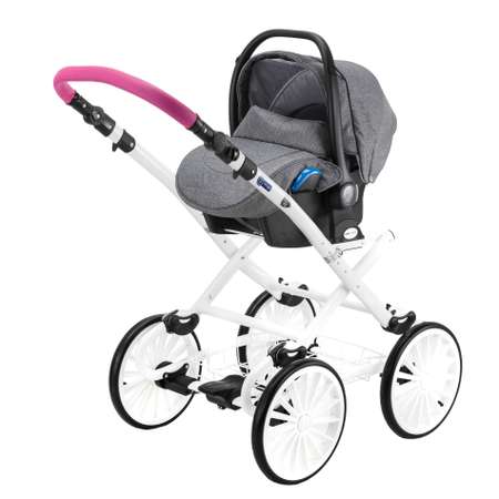 Коляска 3в1 BeBe-mobile Ines Standart R7 Серый+Белая кожа+Розовая кожаная отделка