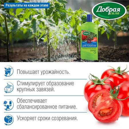 Жидкое удобрение Добрая сила органо-минеральное для томатов баклажанов сладкого перца канистра 1 л