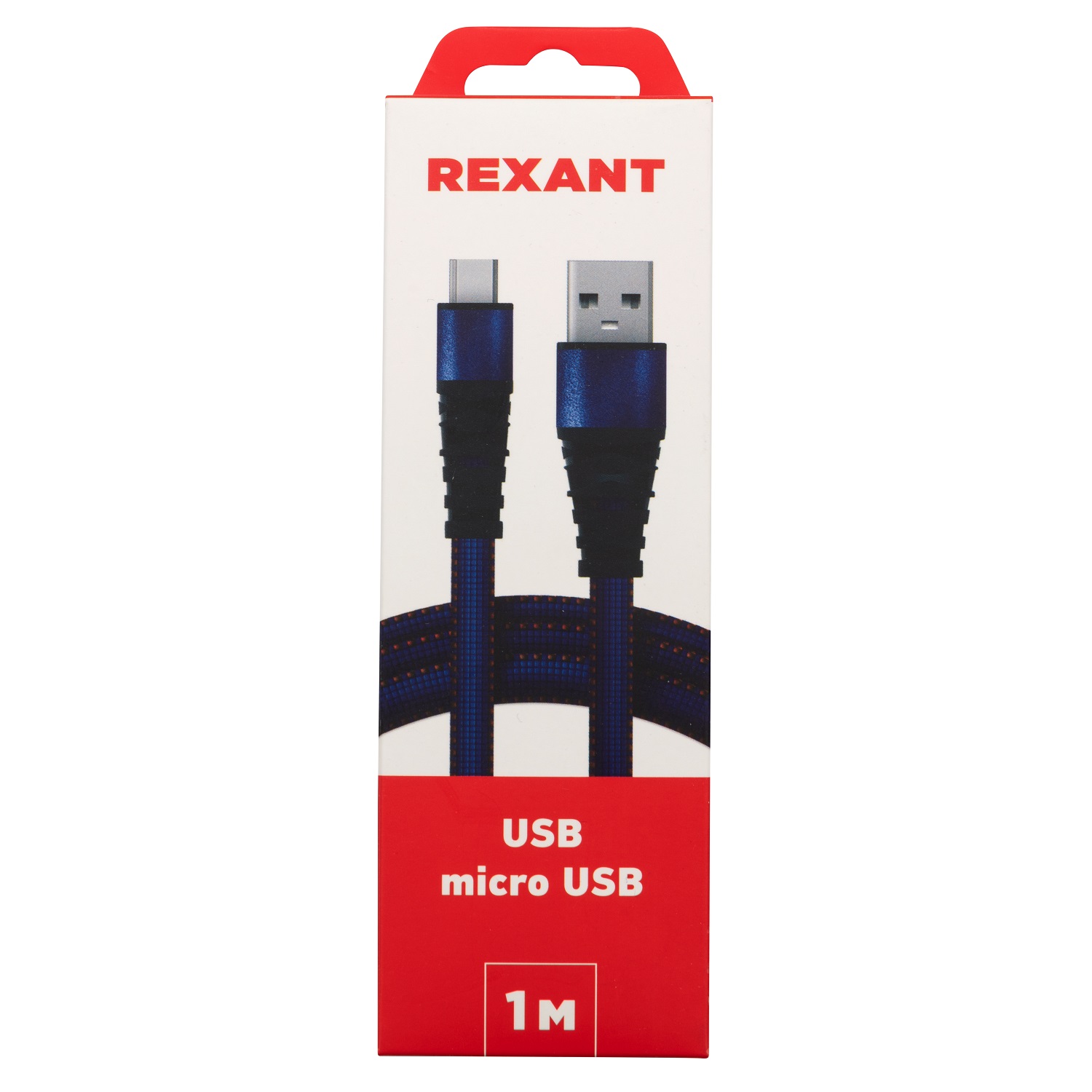 Кабель REXANT USB - microUSB 1 метр в синей джинсовой оплетке - фото 3