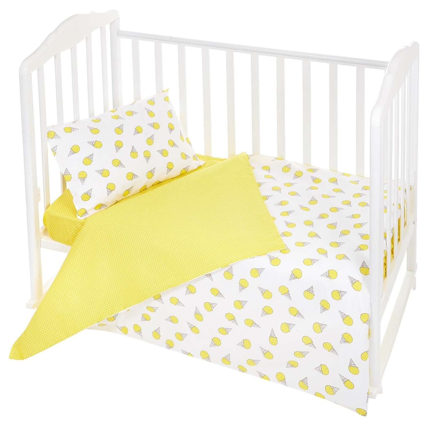 Комплект постельного белья Lemony kids Sundae Желтый/белый 3 предмета - фото 1