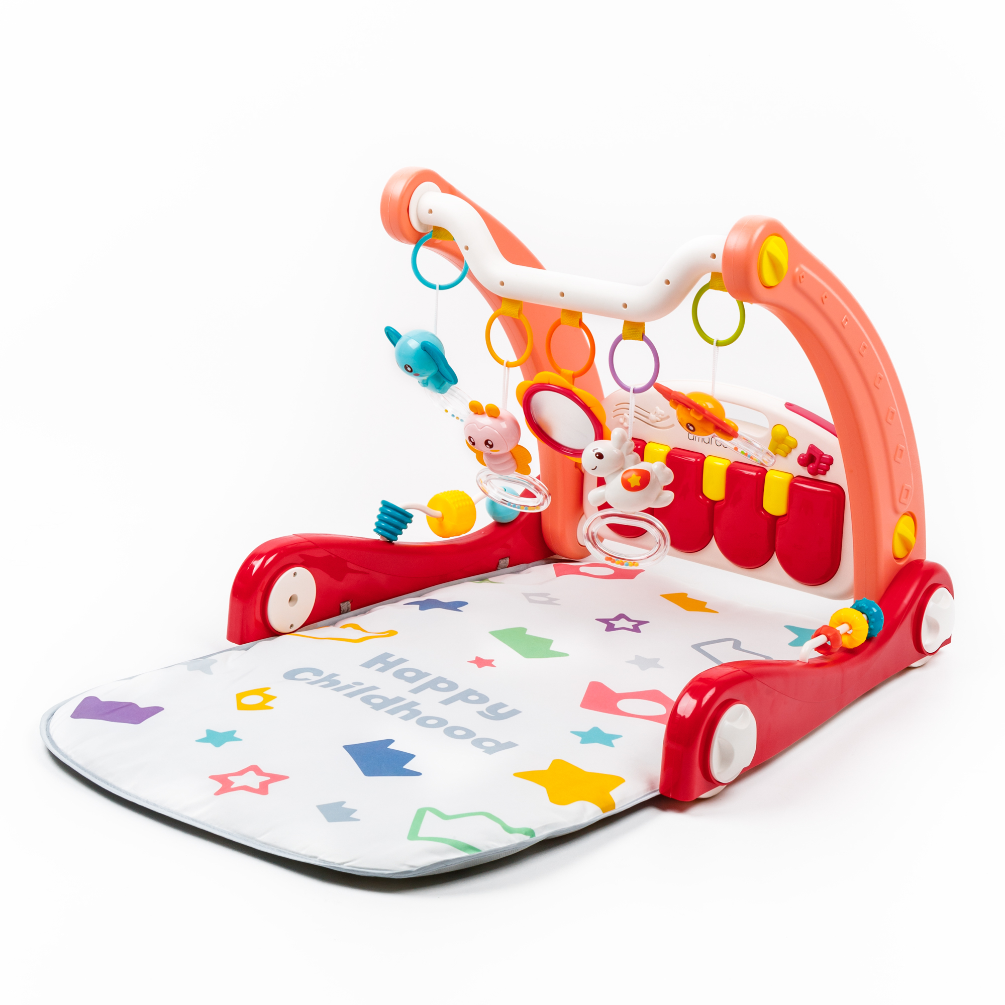 Ходунки с развивающим ковриком AmaroBaby Play Way 2 в 1 с встроенной игровой панелью красный - фото 1