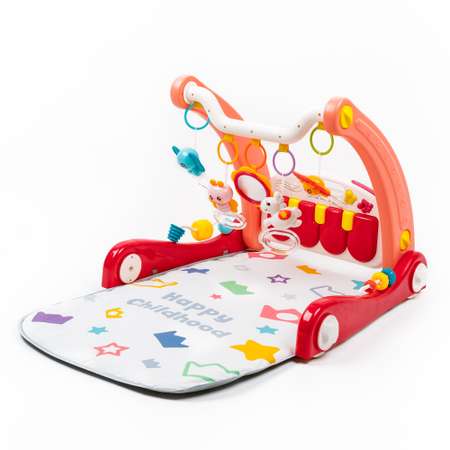 Ходунки с развивающим ковриком AmaroBaby Play Way 2 в 1 с встроенной игровой панелью красный