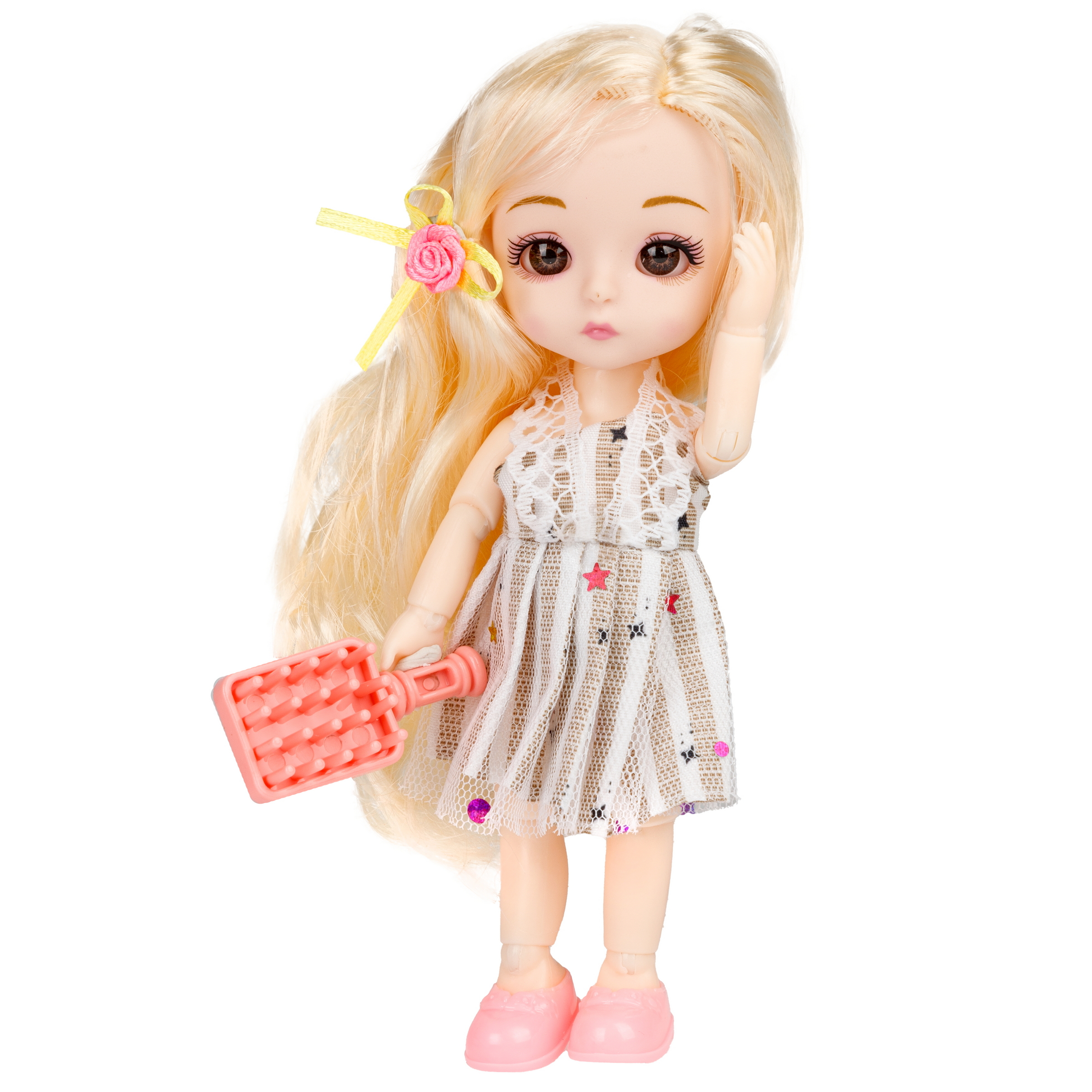 Кукла шарнирная 15 см 1TOY Alisa Kawaii mini с расчёской длинные светлые волосы Т24346 - фото 8