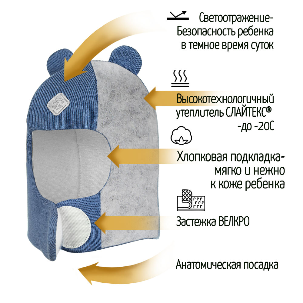 Шапка-шлем Чудо-Кроха Cbd-3голубой - фото 5