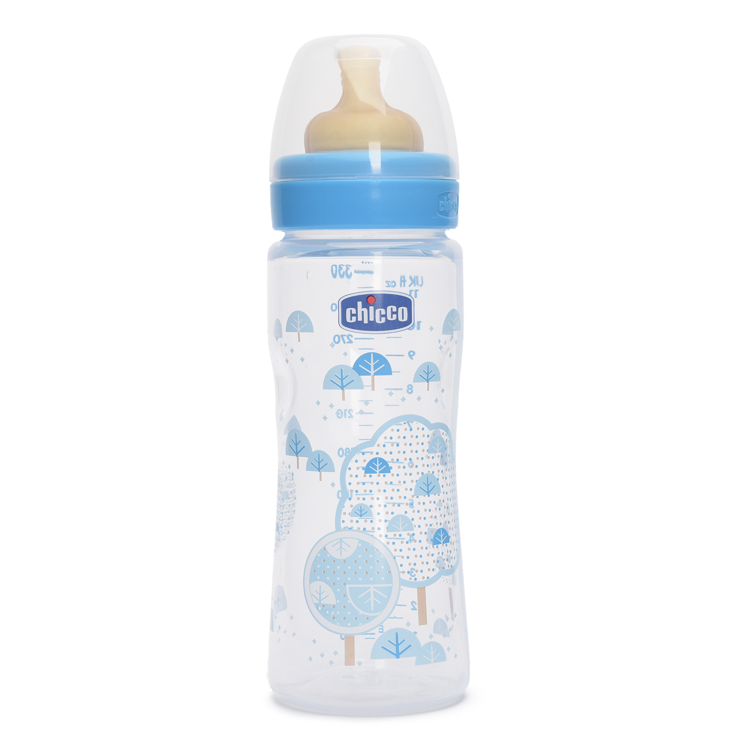 Бутылочка Chicco Well-Being Boy 330 мл 4 мес+ с латексной соской быстрый поток (310205115) - фото 1