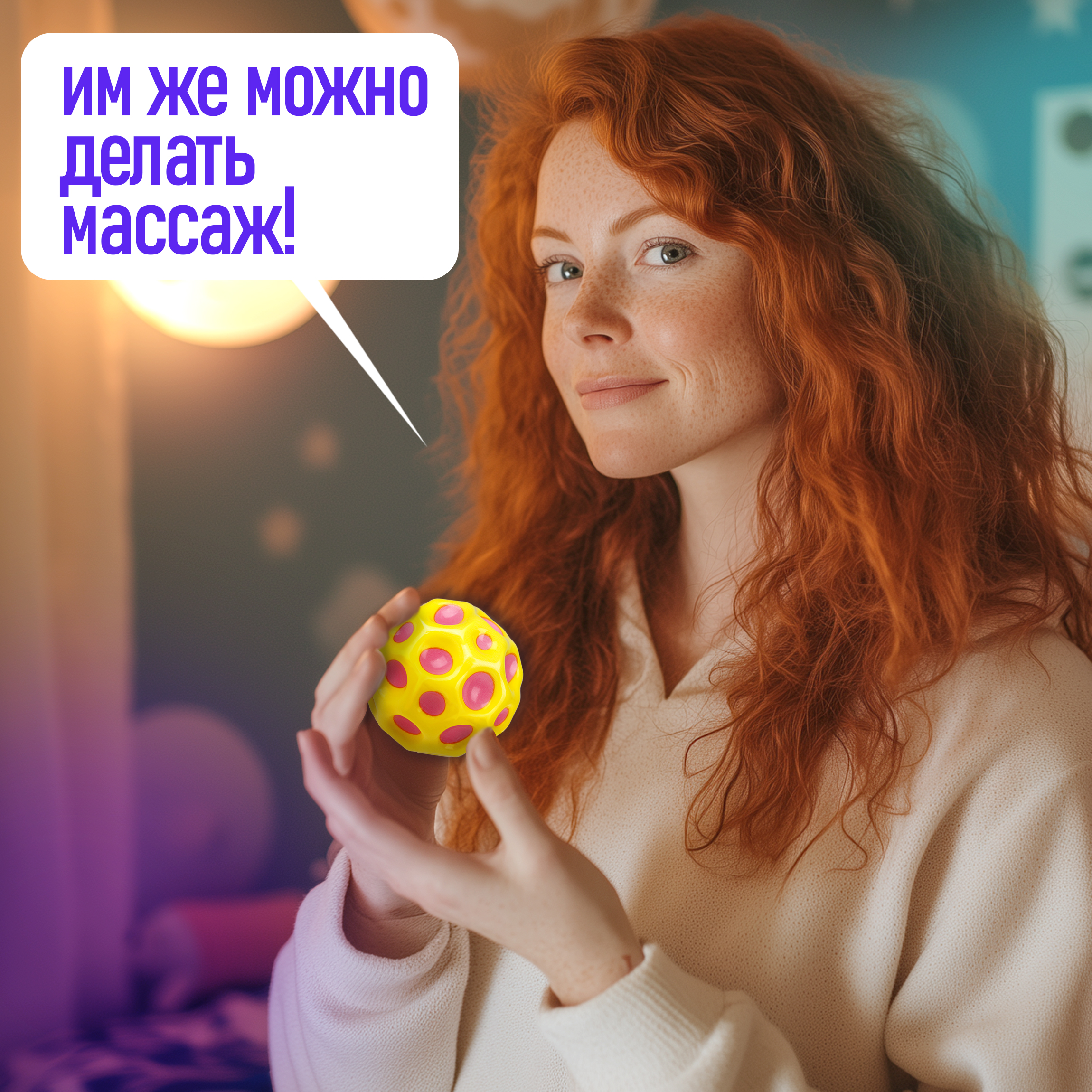 Мяч детский moon ball Крутой Замес 1TOY попрыгунчик лунный галактический мон бол розово-желтый - фото 7