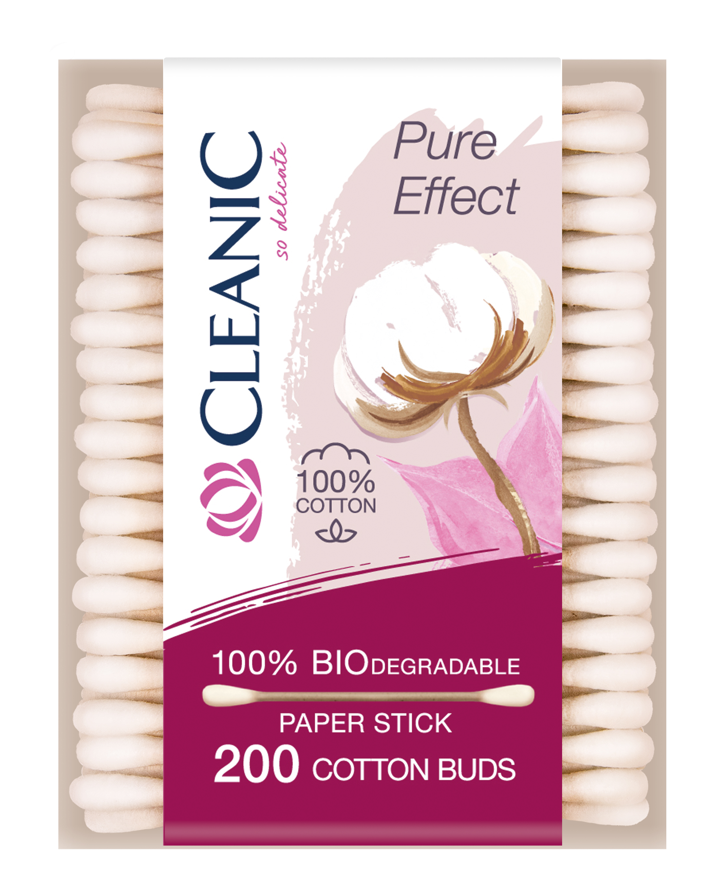 Ватные палочки гигиенические Cleanic Pure Effect в прямоугольной коробке 200шт - фото 1