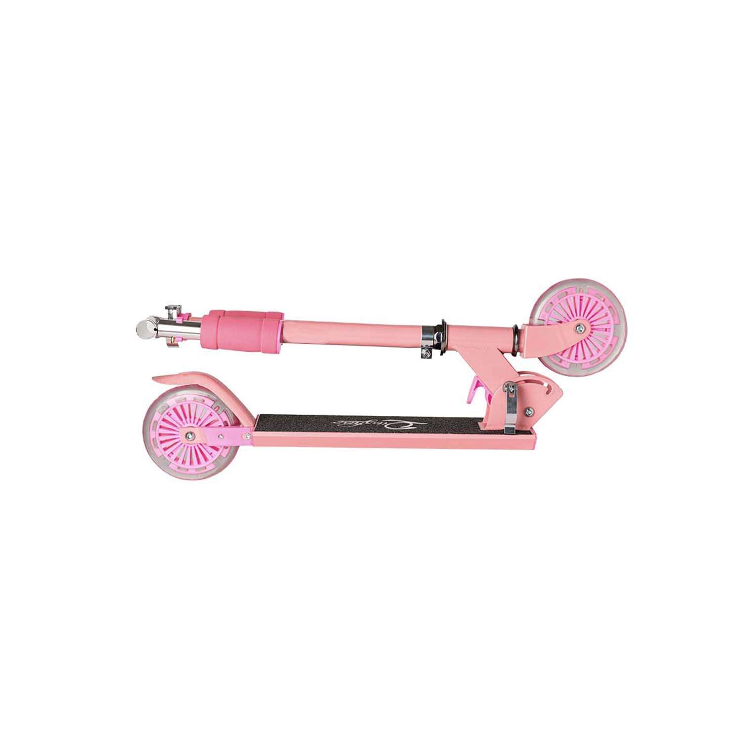 Детский двухколёсный самокат Solmax складной розовый со светящимися колесами SM06964 - фото 4