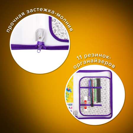 Папка для уроков труда Пифагор на молнии с ручками А4 1 отделение органайзер