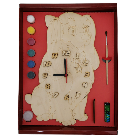 Набор для творчества Нескучные игры Часы с циферблатом Собачка Леди с красками ДНИ134