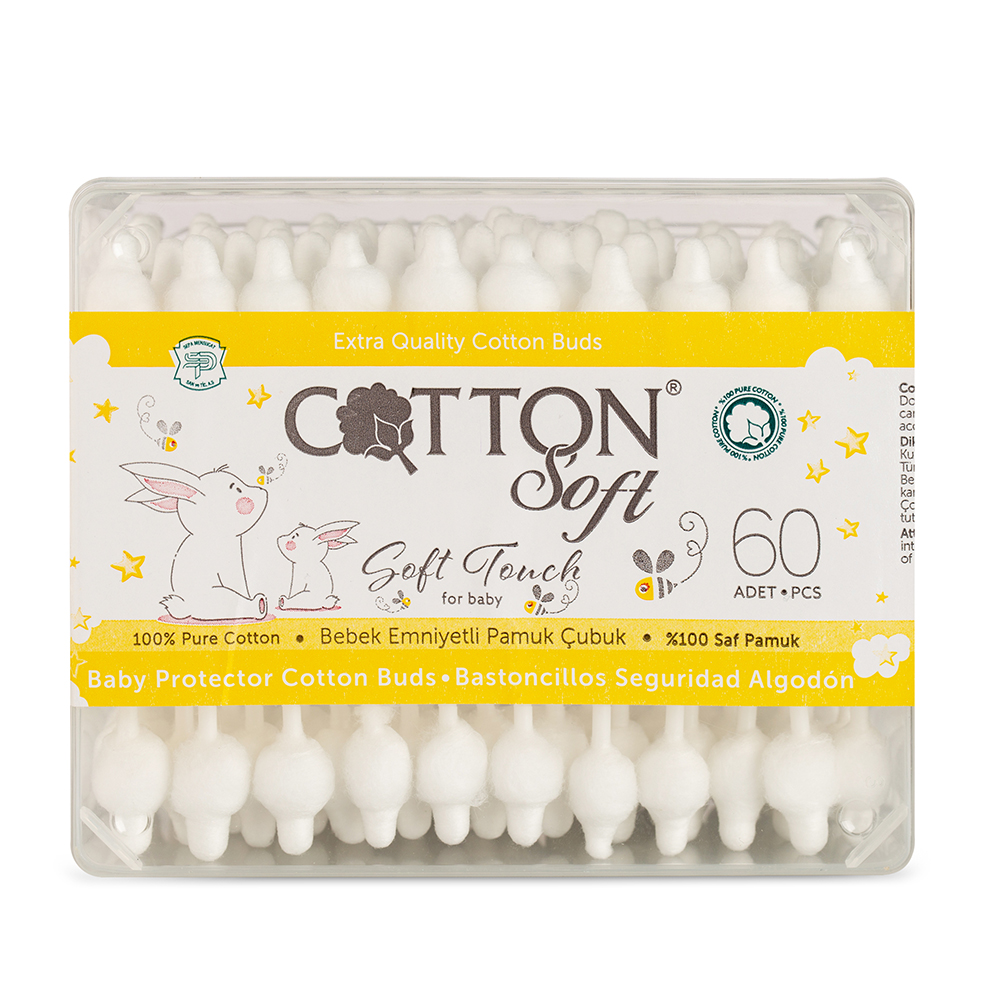 Палочки ватные Cotton Soft Brand с ограничителем 60 шт - фото 3