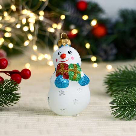 Ёлочная игрушка Evis «Снеговик с бантом» 9.7 см