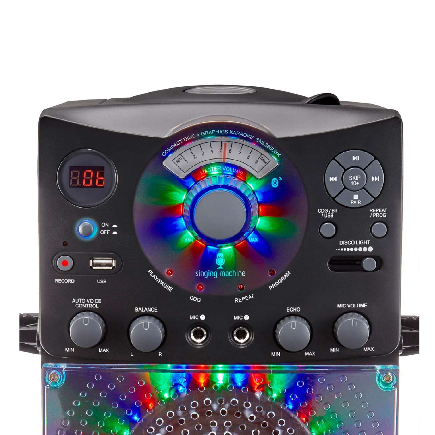 Караоке система Singing Machine с LED Disco подсветкой черный Bluetooth CD+G USB - фото 6