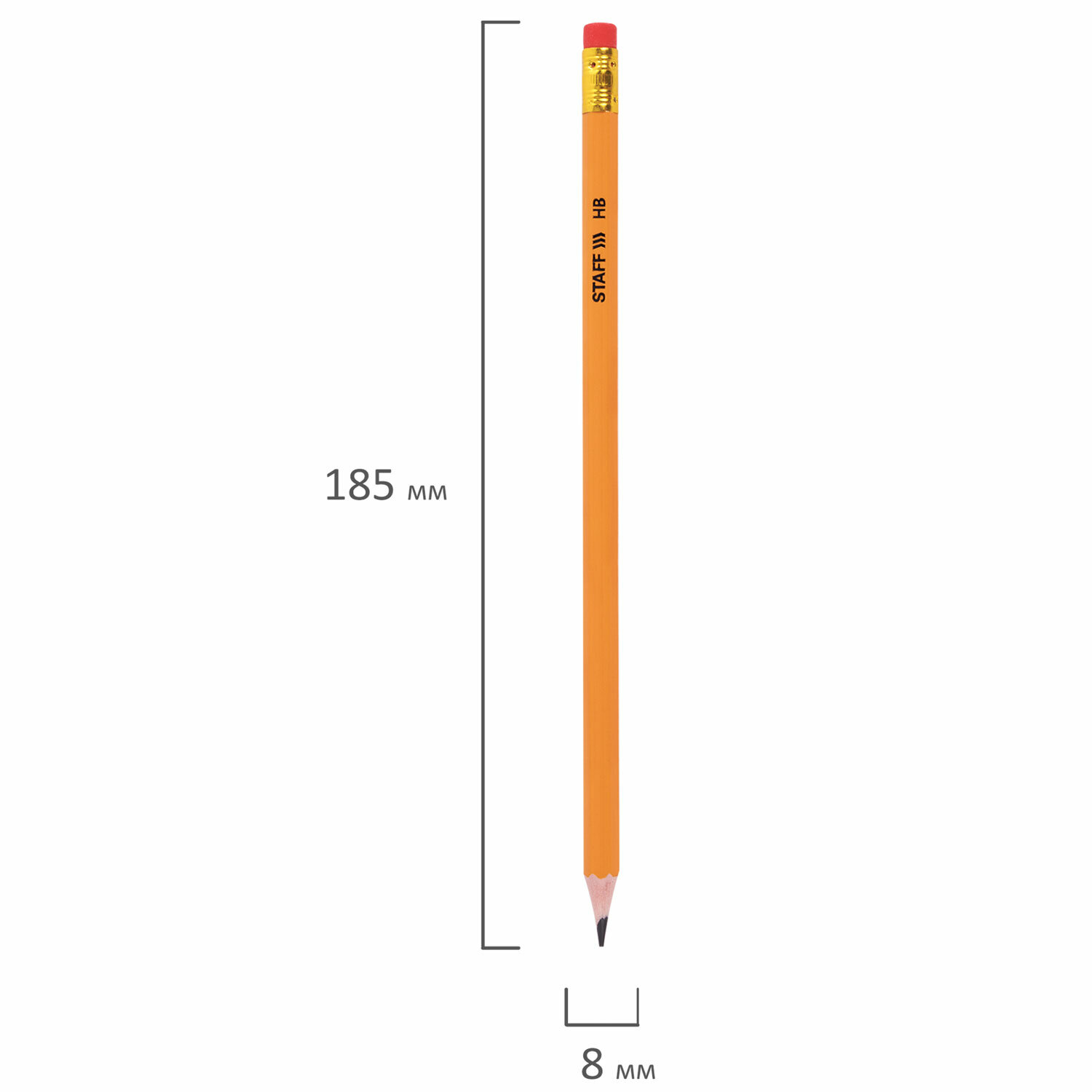 Карандаши простые Staff чернографитные Hb набор 50 штук для школы с ластиком - фото 10