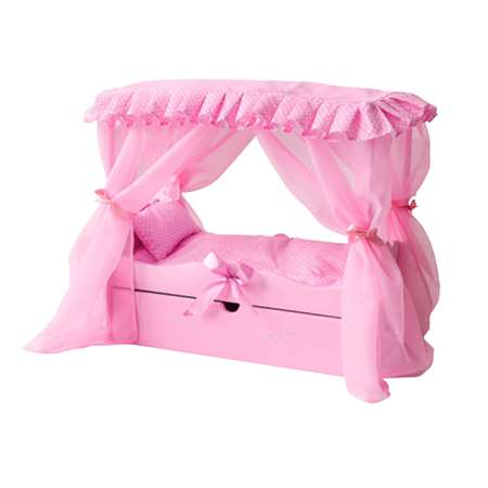 Кроватка для кукол Манюня с царским балдахином Розовая
