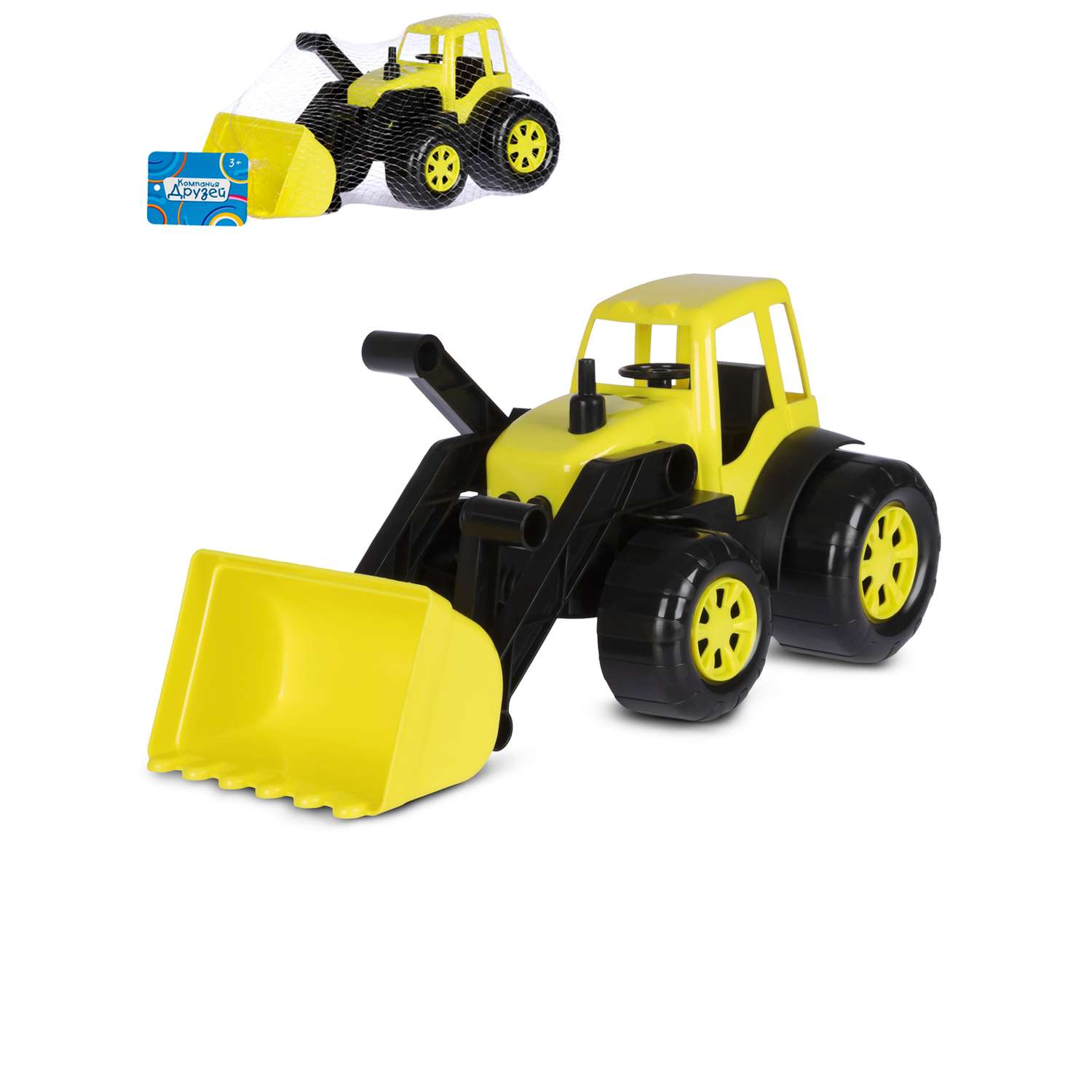 Машинка ДЖАМБО Трактор с ковшом желтый JB5300686 - фото 6
